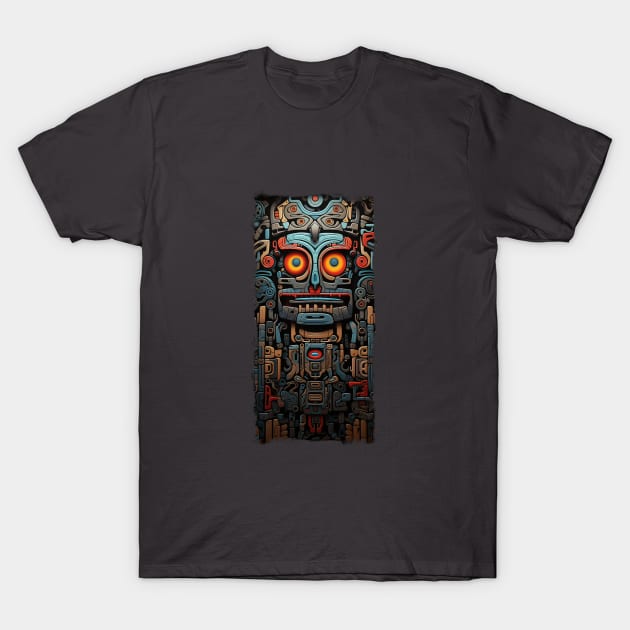 Techno Tiki Totem T-Shirt by DavidLoblaw